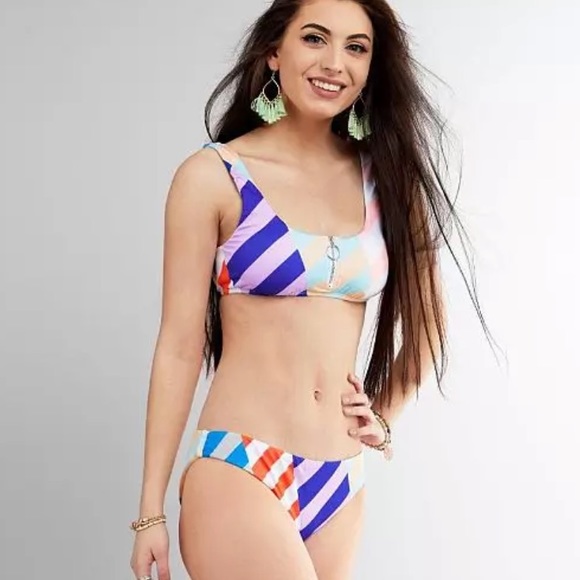 The Bikini Lab Swim The Bikini Lab Stripe Bikini Swim Top Zip Front